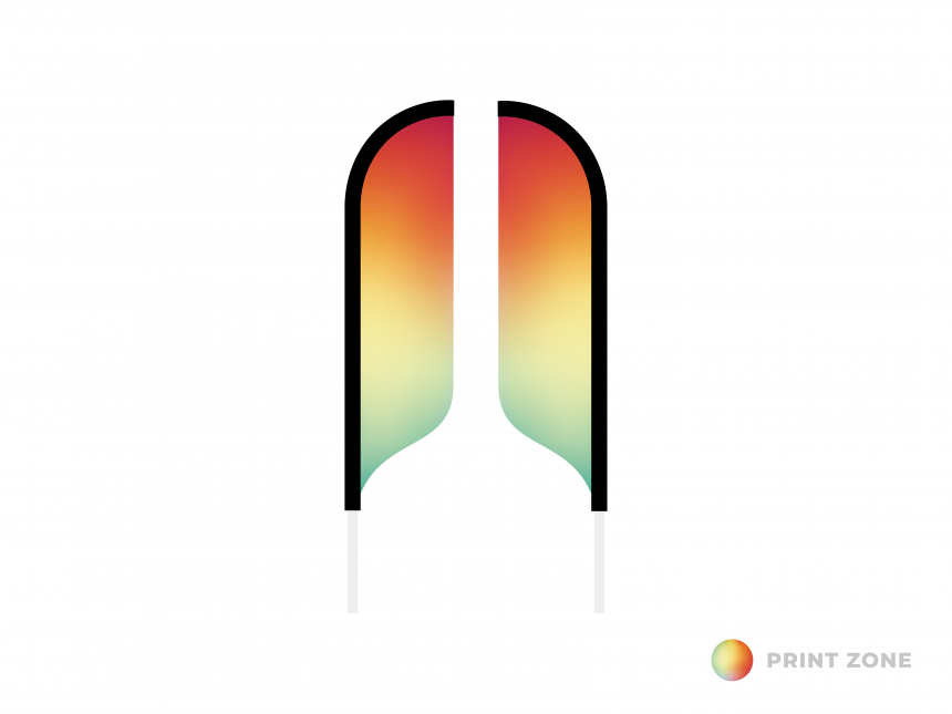 Beachflag Solar dubbelzijdig met mast en draagtas - medium bedrukt