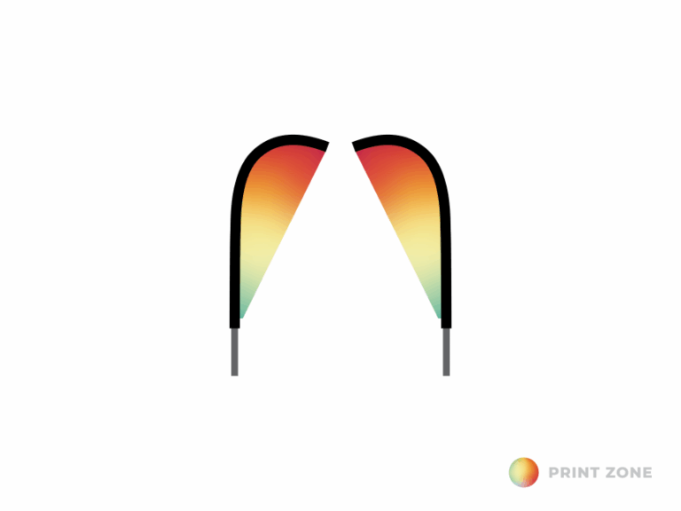 Beachflag Eclipse Flagge Marketbase  doppelseitig mit Mast und Tragetasche – klein bedruckt