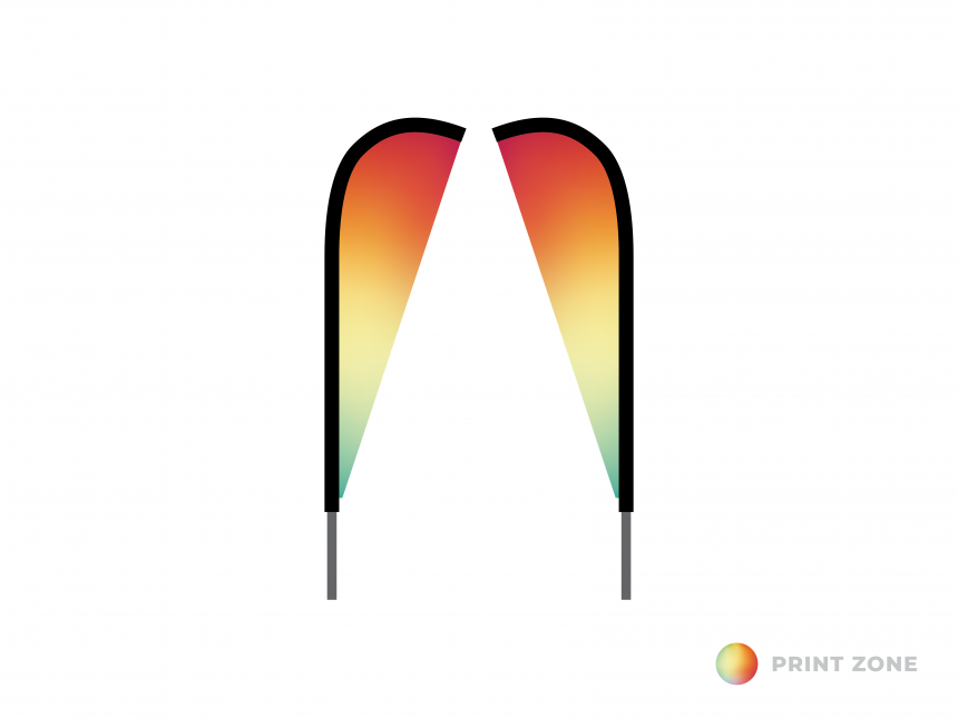 Beachflag Teardrop dubbelzijdig met mast en draagtas - medium bedrukt