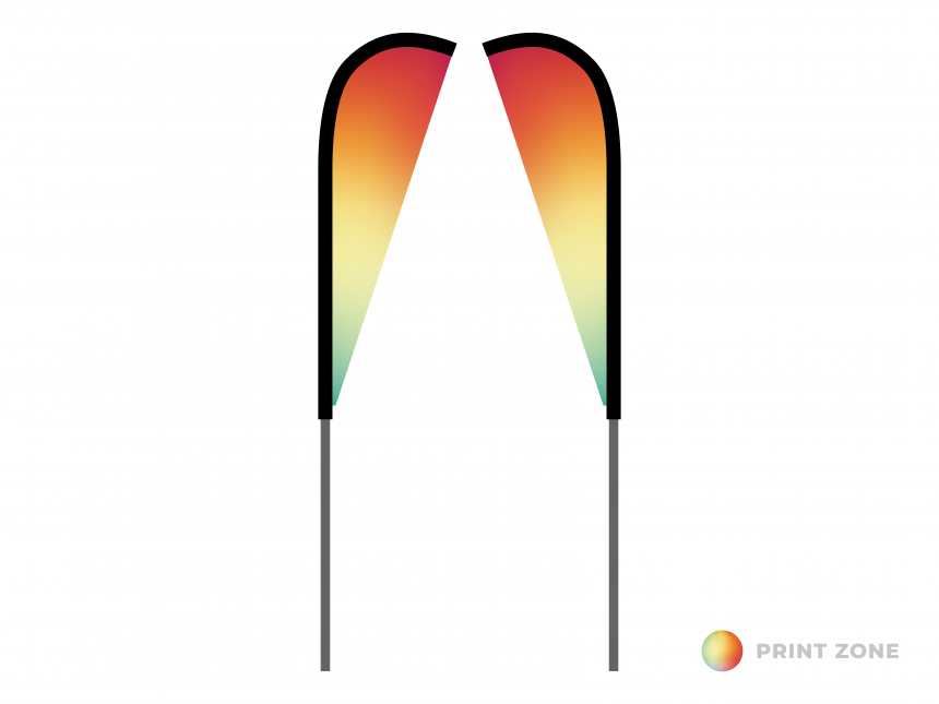 Beachflag Eclipse vlag  dubbelzijdig met mast en draagtas - medium vlag / large mast bedrukt