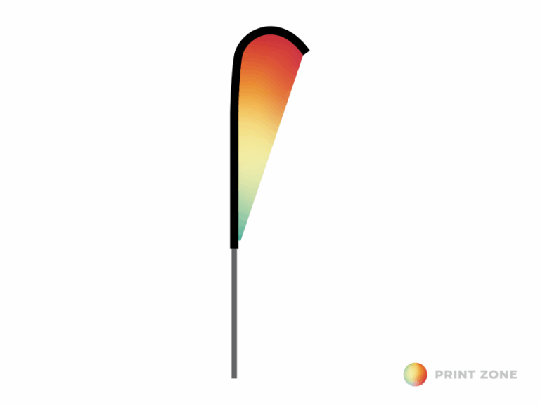 Beachflag Teardrop vlag Marketbase   enkelzijdig met mast en draagtas - medium vlag / large mast bedrukt