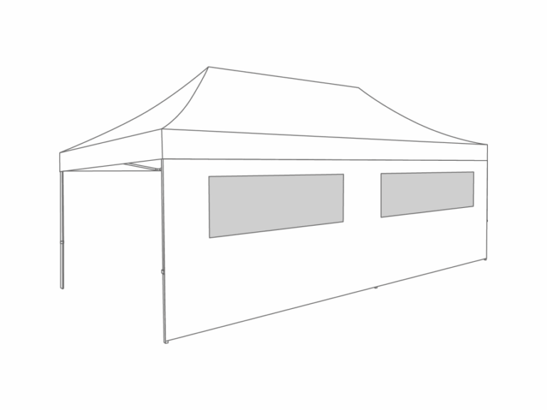 Vouwtent Zijwand raam - 6m - Polyester (voor 3 x 6m)