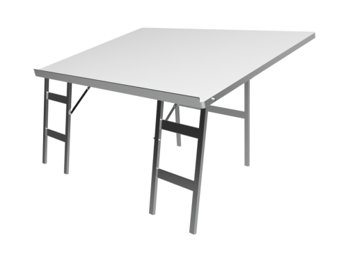 Schuine primeurtafel – aluminium – 100 × 150 cm – hoogte 60/90 cm met blad