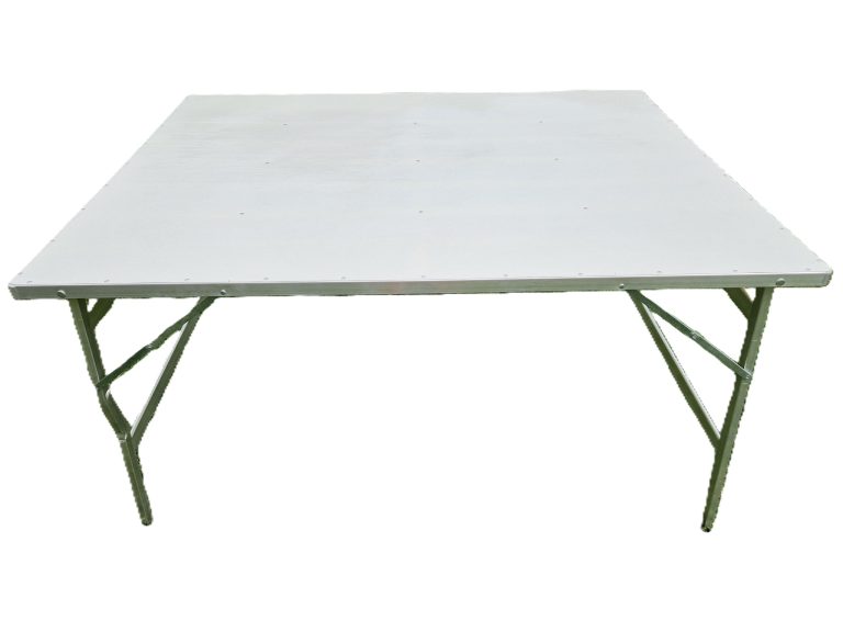 Rechte aluminiumtafel – 120 × 150 cm – Hoogte 80 cm met blad