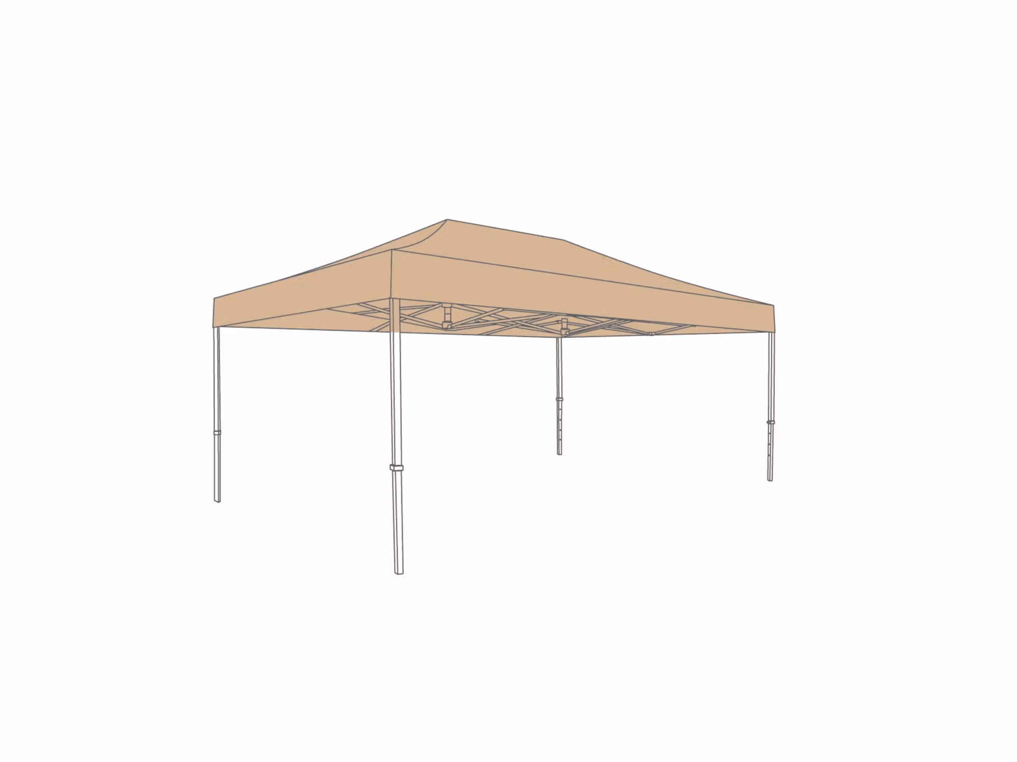 Vouwtent Dakzeil - 2x4m - PVC