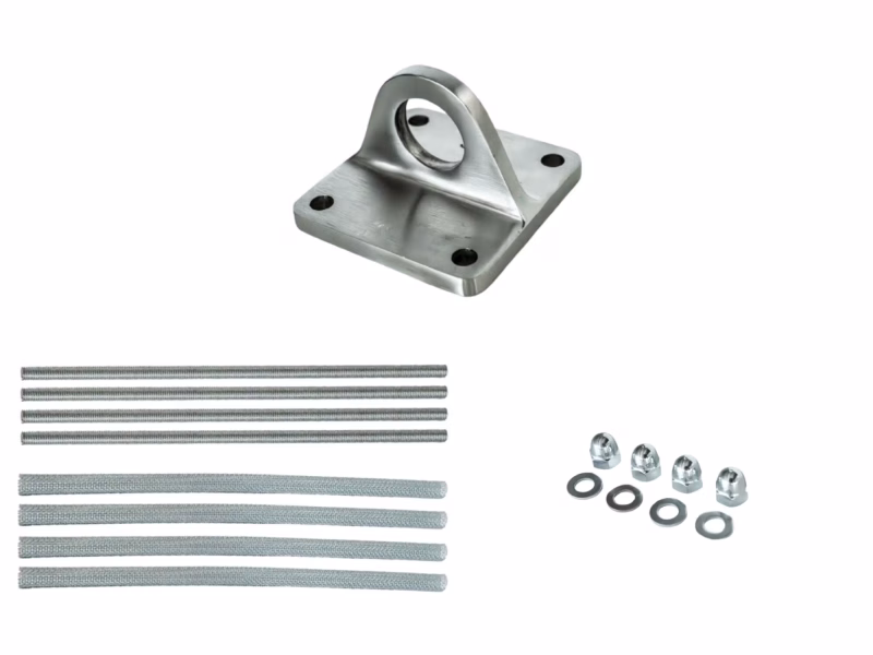 Muurplaat 10 x 10 cm met draadstangen 250 mm en bevestigingsmateriaal