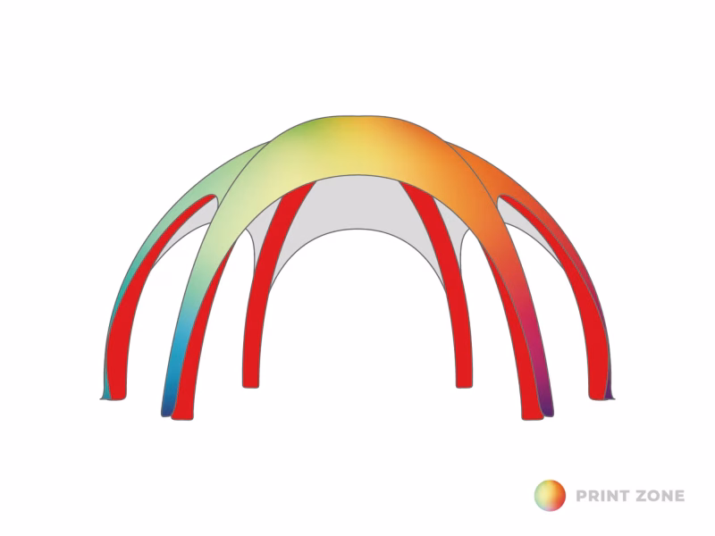 Opblaasbare tent Galaxy - 8x8m Rood frame - Print dakzeil