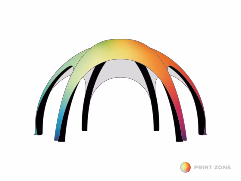 Opblaasbare tent Galaxy - 8x8m Zwart frame - Print dakzeil