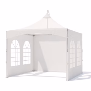 Pagodetent keder met panorama dakzeil wit - incl. zijwanden - 3x3m