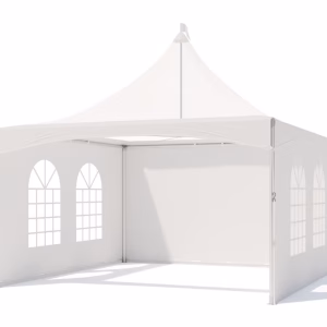 Pagodetent keder met panorama dakzeil wit - incl. zijwanden - 4x4m