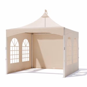 Pagodetent keder met panorama dakzeil zand - incl. zijwanden - 3x3m