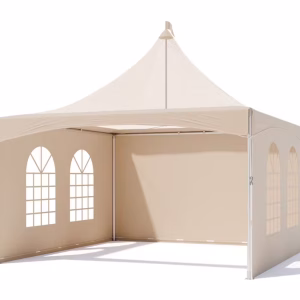 Pagodetent keder met panorama dakzeil zand - incl. zijwanden - 4x4m