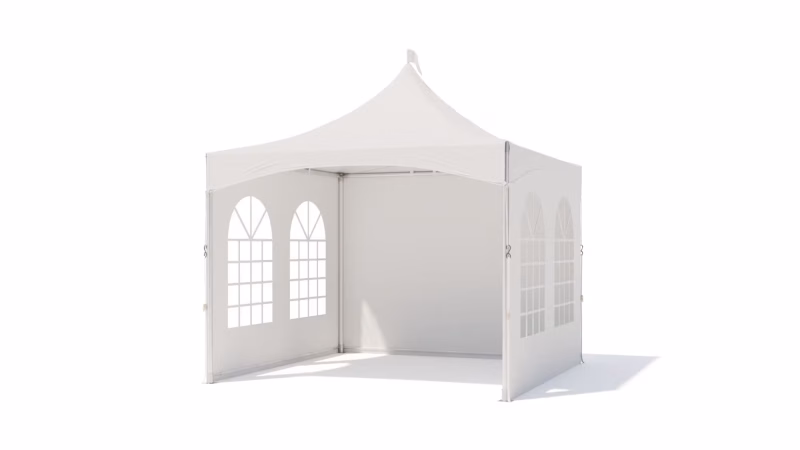 Pagodetent keder ronde palen - incl zijwanden - 3x3m Wit