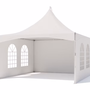 Pagodetent keder ronde palen - incl zijwanden - 4x4m Wit
