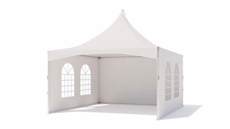 Pagodetent keder ronde palen - incl zijwanden - 4x4m Wit