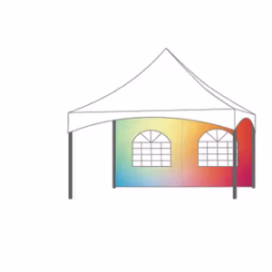 Pagodetent keder zijwand raam 4m bedrukt