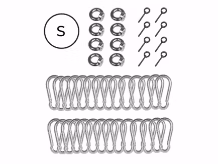 Set karabijnhaken - RVS - oogbouten op maat voor stretchtent 6,5 x 5 m - 6,5 x 6,5 m