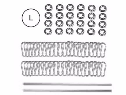 Set karabijnhaken - RVS - oogbouten op maat voor stretchtent 10 x 12,5 m - 10 x 10,5 m