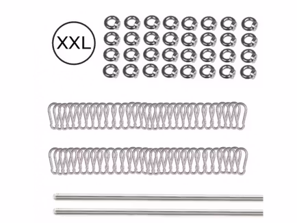 Set karabijnhaken - RVS - draadstang te verzagen voor stretchtent 10 x 21,5 m
