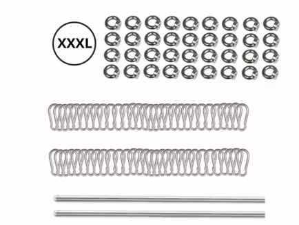 Set karabijnhaken - RVS - draadstang te verzagen voor stretchtent 15 x 20 m
