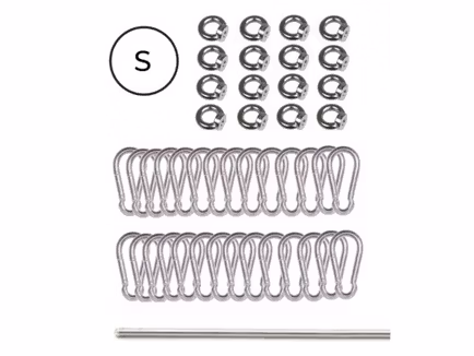 Set karabijnhaken - verzinkt - draadstang te verzagen voor stretchtent 6,5 x 5 m - 6,5 x 6,5 m