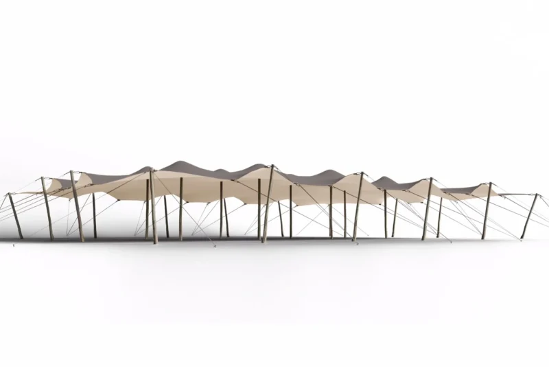 Triflexx stretchtent zeil (560 g m²) met klemmen - 15 x 20 m Taupe Gebroken wit