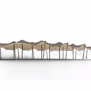 Triflexx stretchtent zeil (560 g m²) met lussen - 15 x 20 m Taupe Gebroken wit