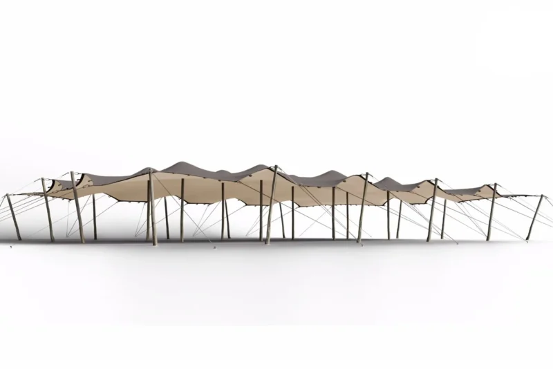 Triflexx stretchtent zeil (560 g m²) met lussen - 15 x 20 m Taupe Gebroken wit