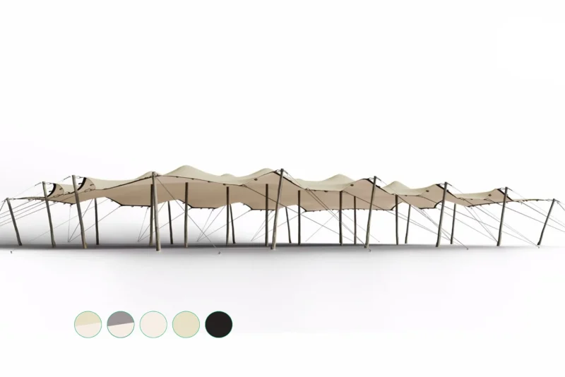 Triflexx stretchtent zeil (560 g m²) met lussen - 15 x 20 m Zand Gebroken wit