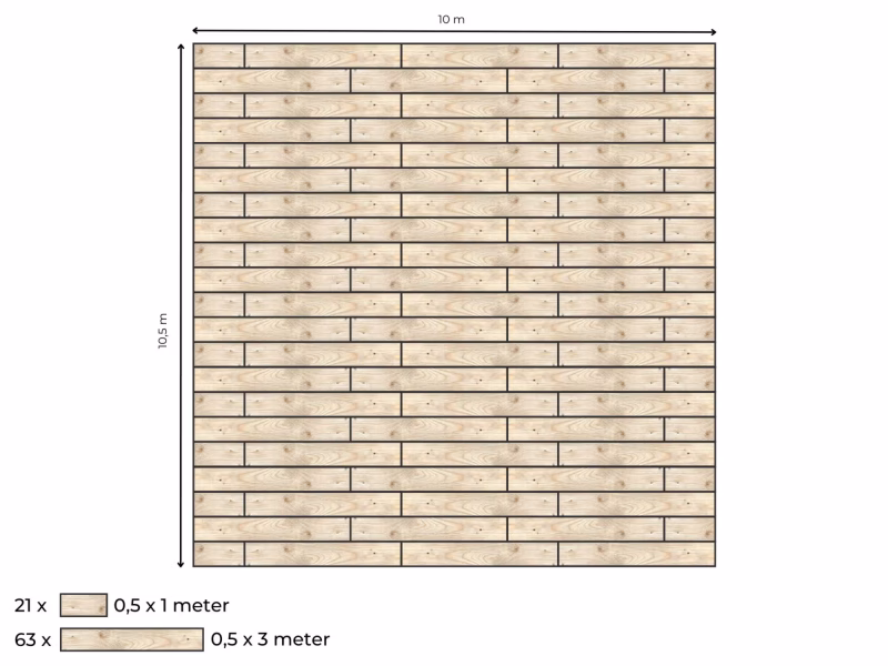 Complete vlondervloer voor stretchtent 10 m x 10,5 m