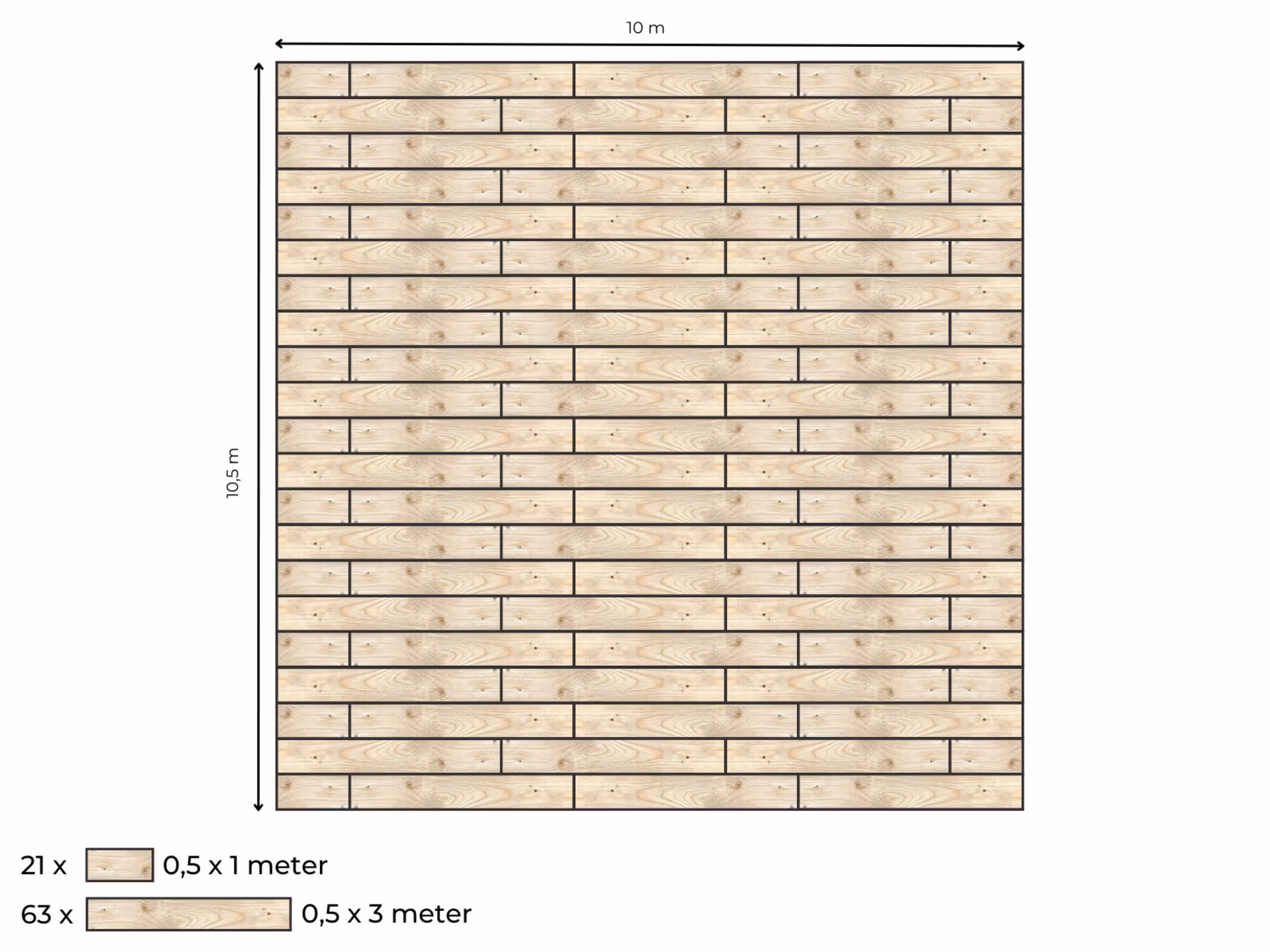 Complete vlondervloer voor stretchtent 10 m x 10,5 m