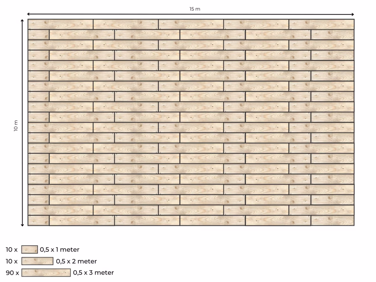 Complete decking for a 10 m x 15 m stretch tent