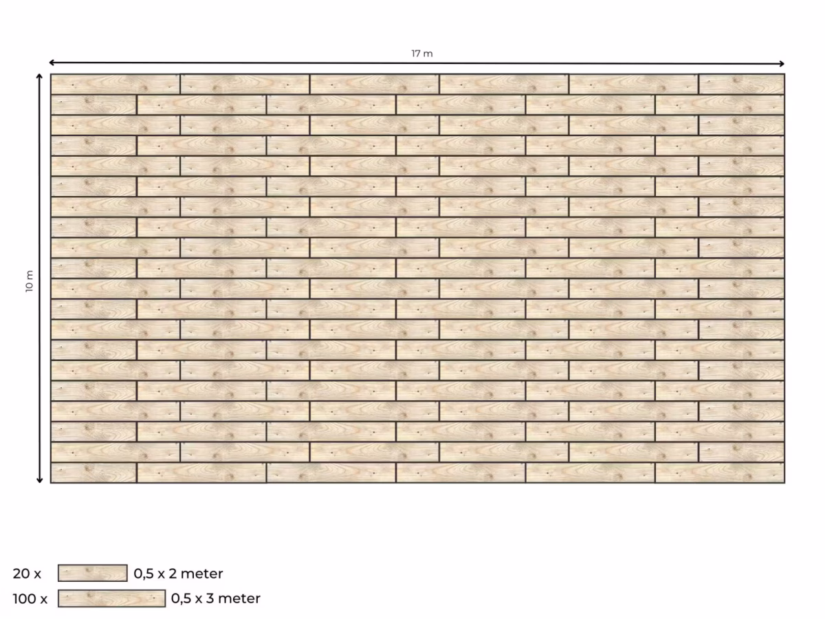 Complete vlondervloer voor stretchtent 10 m x 17 m