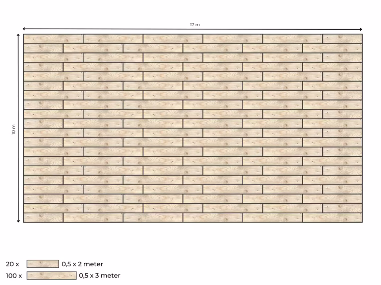 Complete vlondervloer voor stretchtent 10 m x 17 m