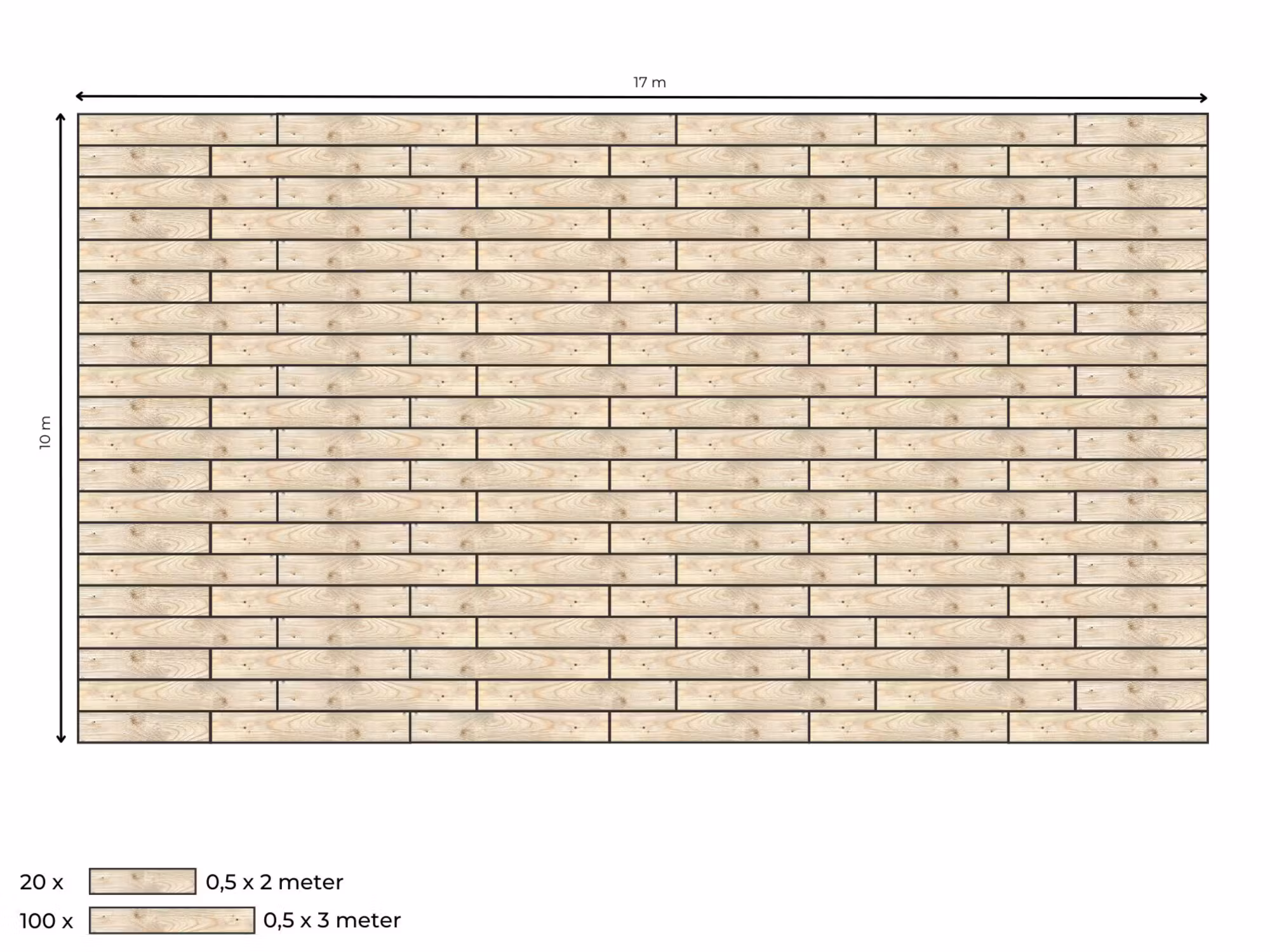 Complete vlondervloer voor stretchtent 10 m x 17 m