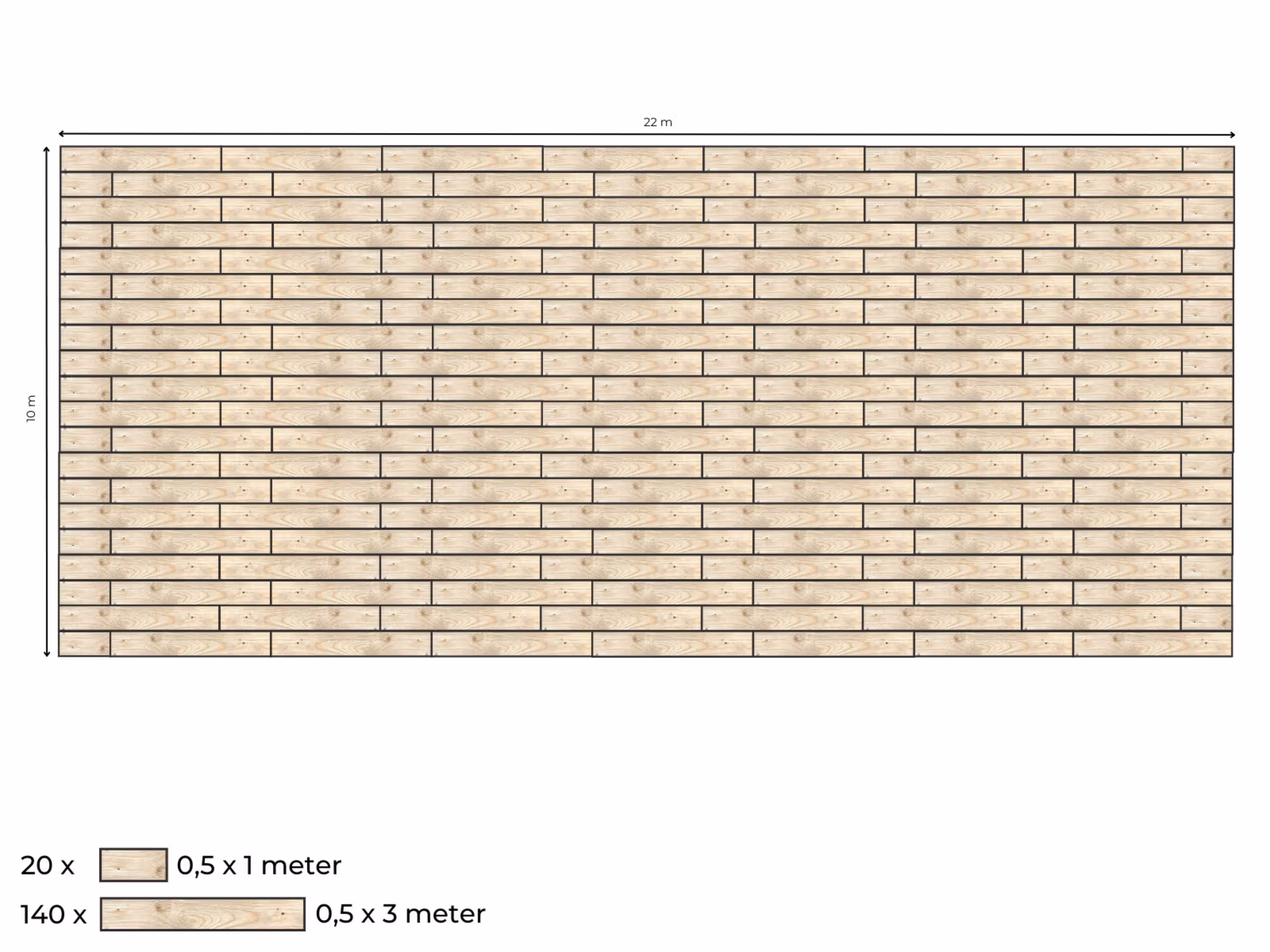 Complete vlondervloer voor stretchtent 10 m x 21,5 m