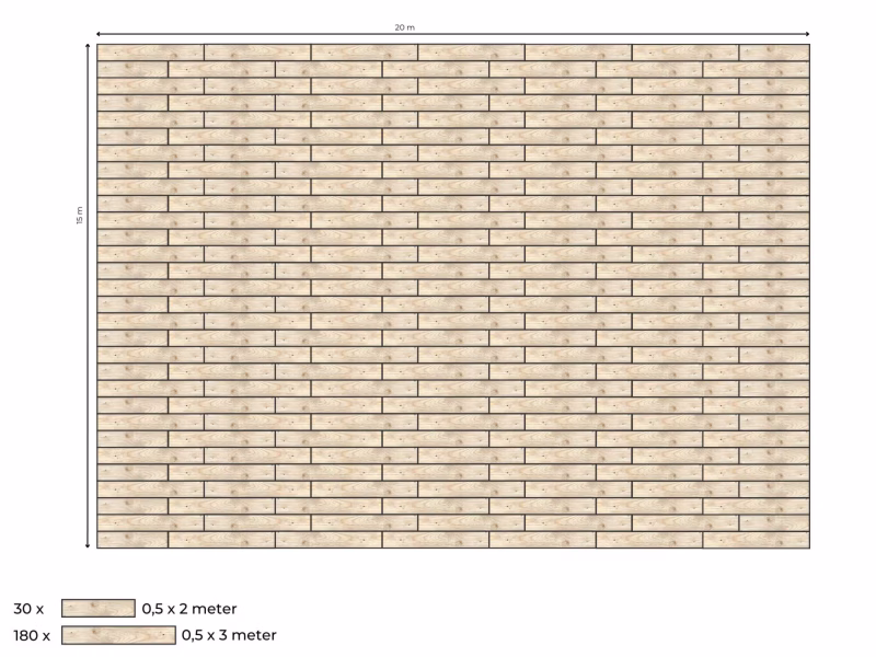 Complete vlondervloer voor stretchtent 15 m x 20 m