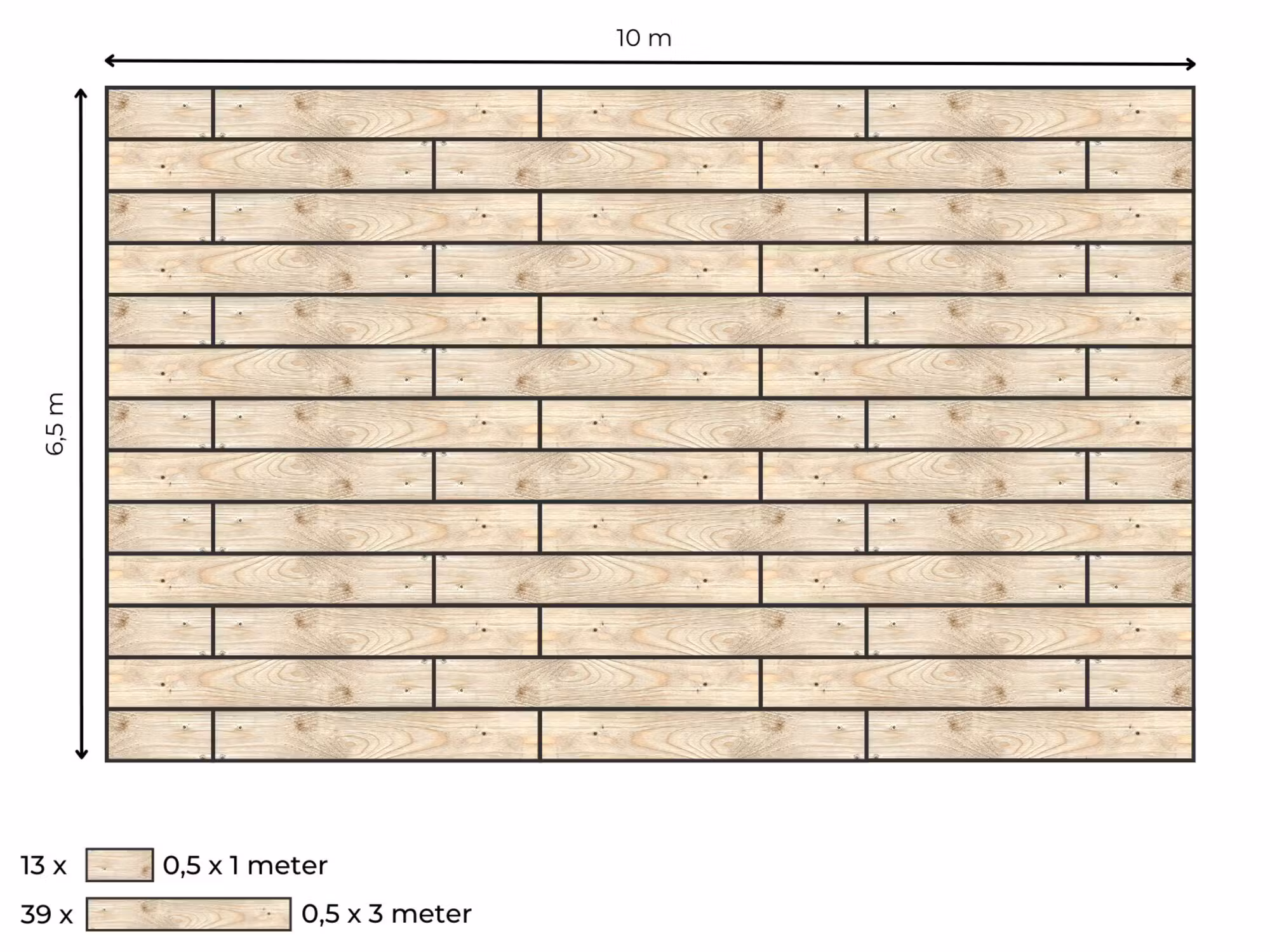 Complete vlondervloer voor stretchtent 6,5 m x 10 m