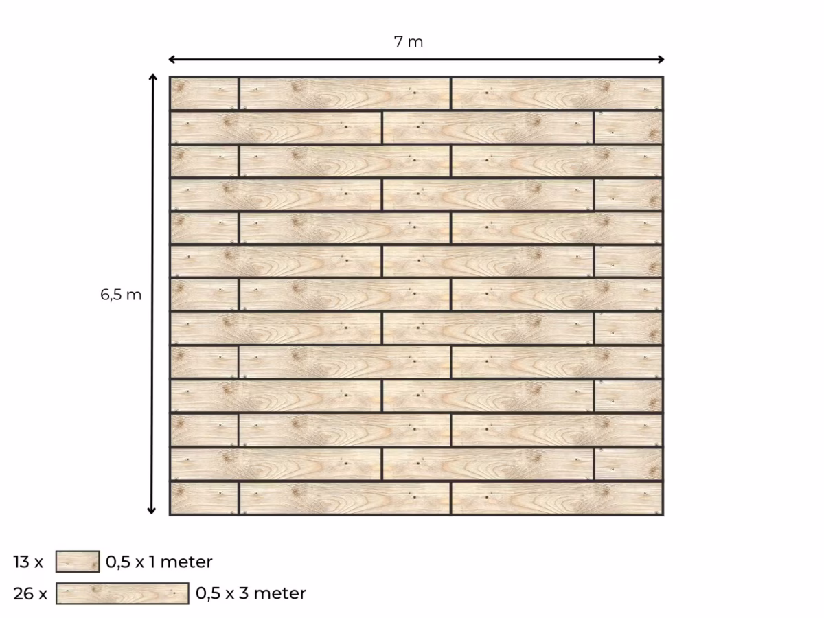 Complete vlondervloer voor stretchtent 6,5 m x 6,5 m