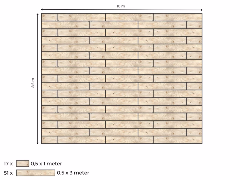 Complete vlondervloer voor stretchtent 8,5 m x 10 m