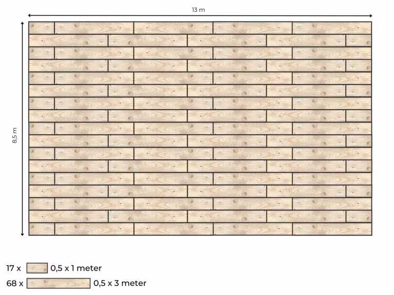 Complete vlondervloer voor stretchtent 8,5 m x 12,5 m