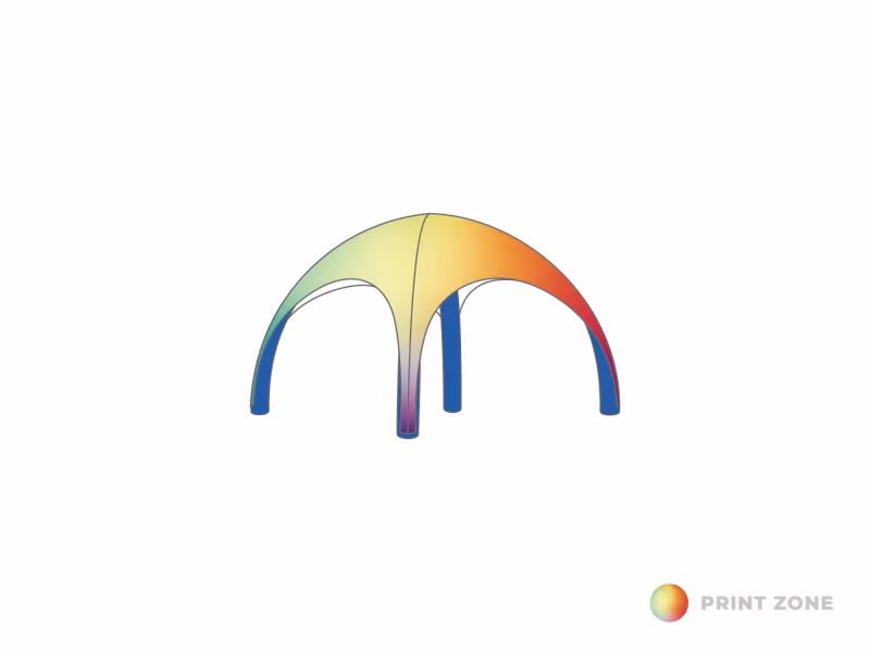 Opblaasbare tent Globe - 3x3m Blauwframe - Bedrukt dakzeil