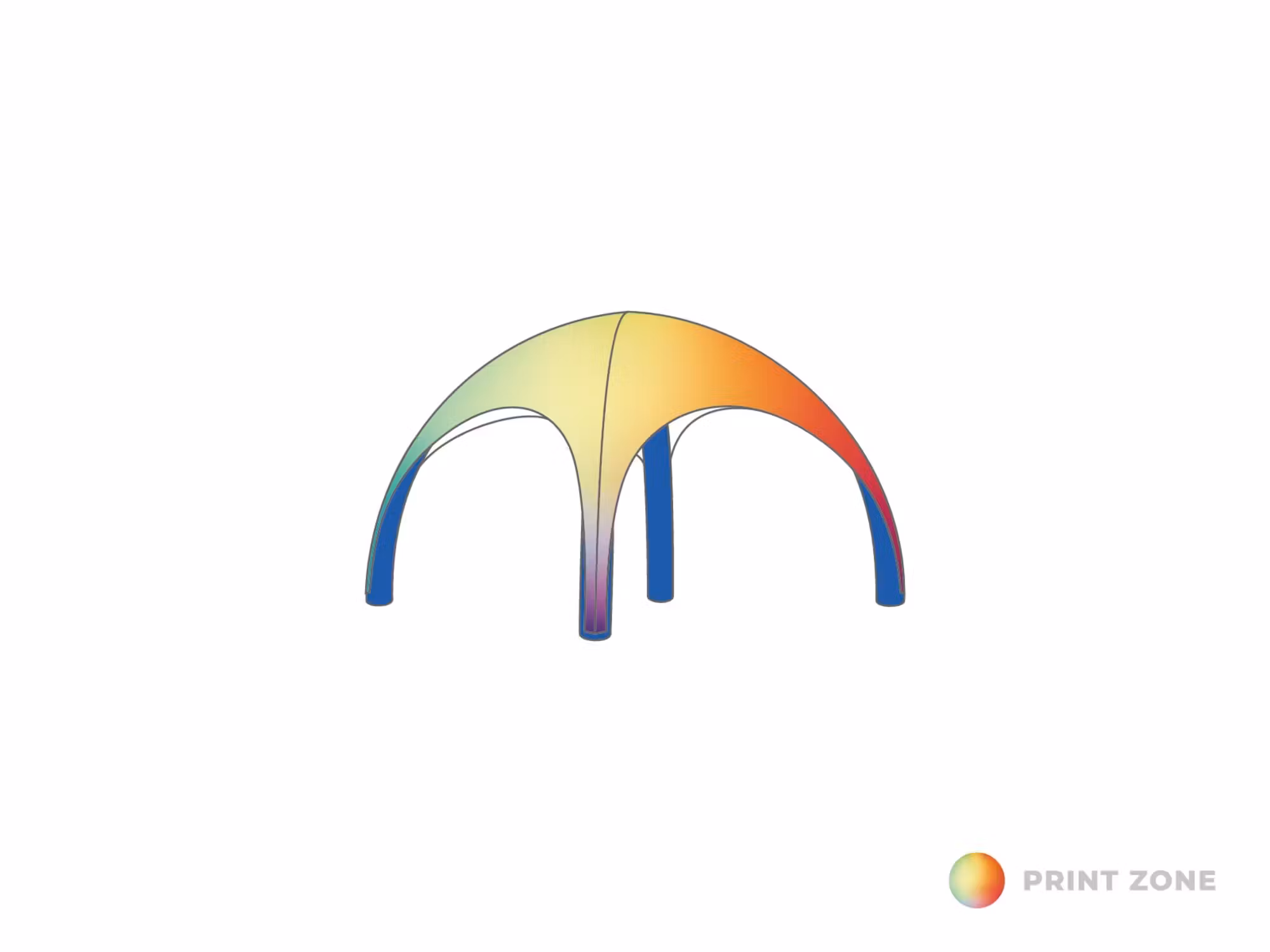 Opblaasbare tent Globe 4 x4 m frame  bedrukt dakzeil