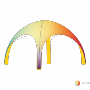 Opblaasbare tent Globe - 6x6m Geel frame - Bedrukt dakzeil