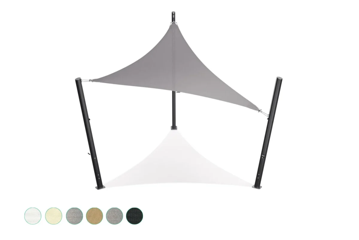 Sonnenschutzvlies – Dreieck – 6 x 6 x 6 m – atmungsaktiv – HDPE – Greige