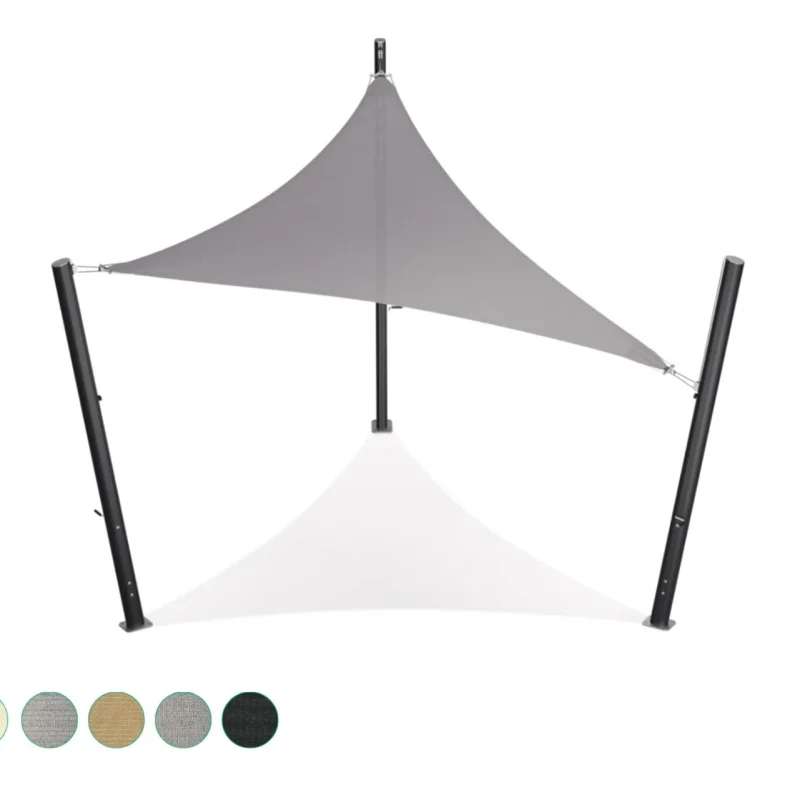 Sonnenschutzvlies – Dreieck – 4 x 4 x 4 m – atmungsaktiv – HDPE – Greige