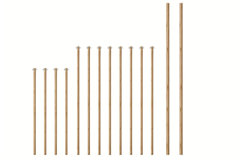 Eucalyptus Wooden Pole Set for 10x10.5m Stretch Tent - Galvanized Eye Nuts