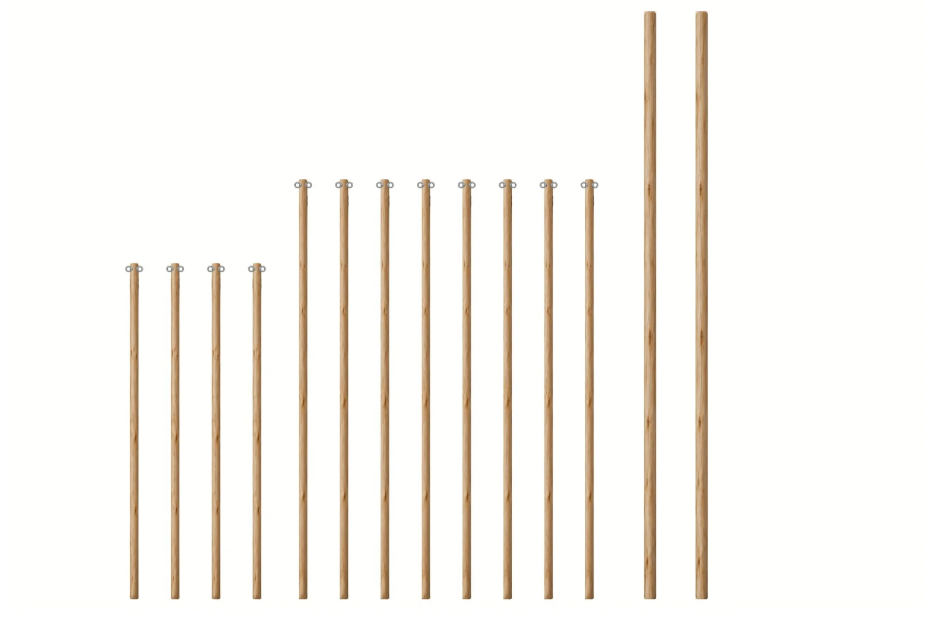 Eucalyptus Wooden Pole Set for 10x10.5m Stretch Tent - Galvanized Eye Nuts