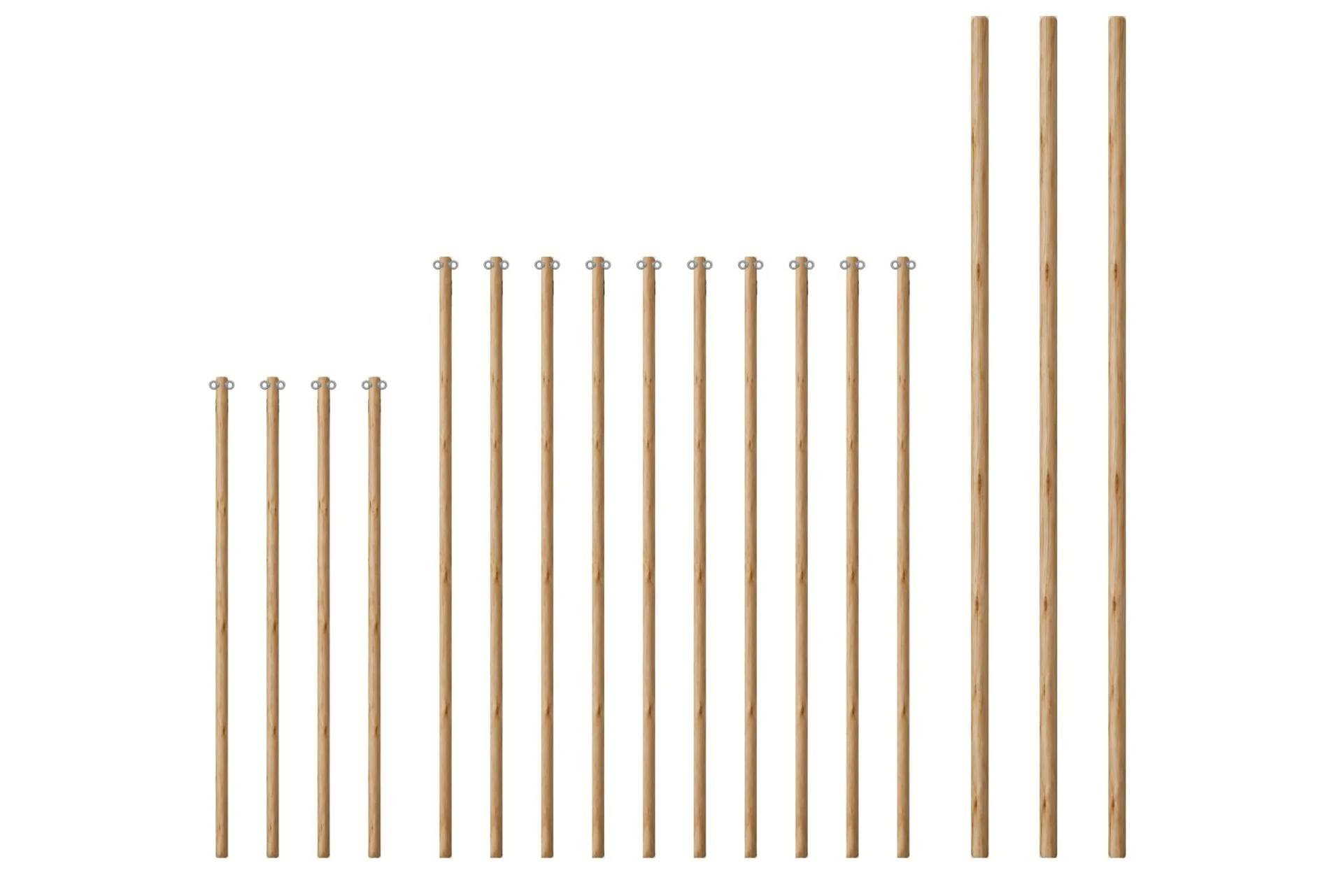 Eucalyptus Wooden Pole Set for 10x15m Stretch Tent - Galvanized Eye Nuts