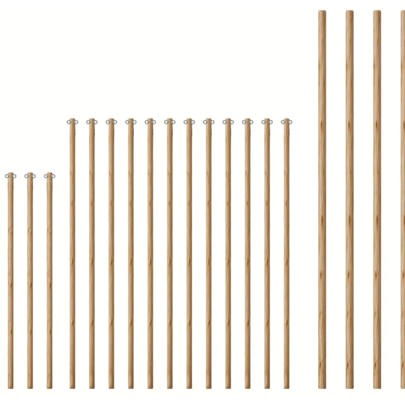 Houten palenset Eucalyptus voor stretchtent 10x21,5m - RVS oogmoeren
